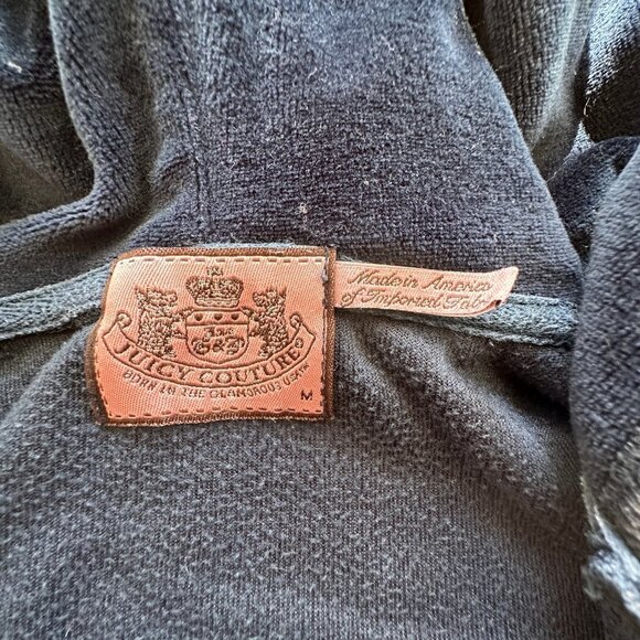 Vintage Juicy Couture Midnight Blue Velour Track Hoodie Jacket Medium - Picture 5 of 11